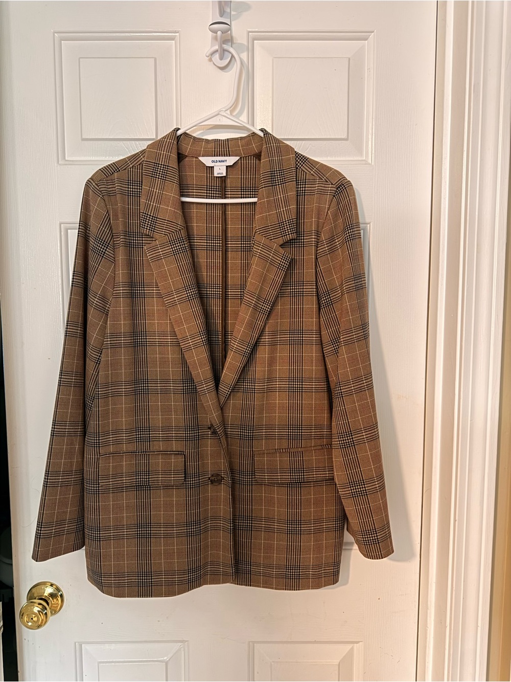 Old Navy Brown Plaid Single-Button Blazer